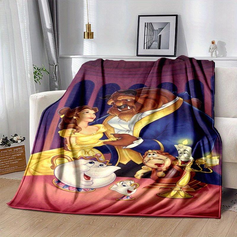 1pc Beauty and The Beast Printing Blanket - Soft, All-Season Throw for Office Blanket,  | Personalized Gift with Adorable Cartoon Design