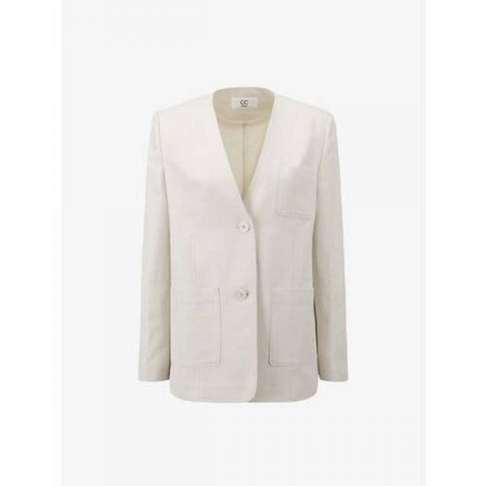 Cc Collect Linen Blend Collarless Jacket C252msf032