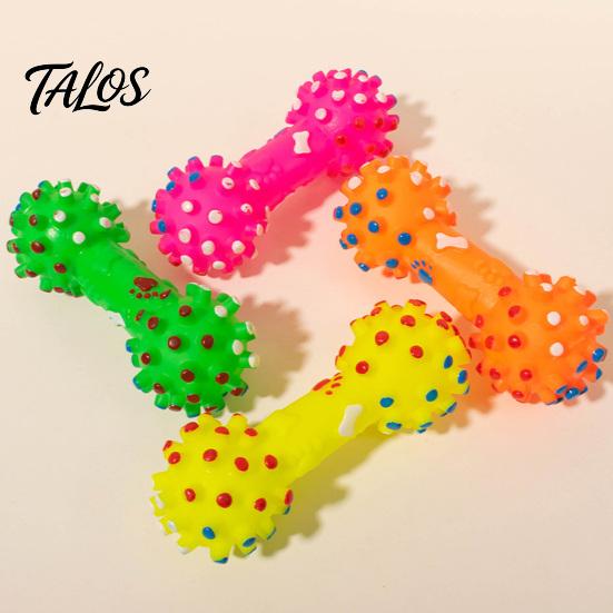 Safe Non-Toxic Dog Toys Squeaky Dumbbell Toy, Vinyl Chew Spiky Teeth Interactive Pet for Small Medium Dogs Cleaning Toy Large Play Oral Health Care