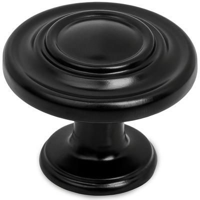 5 Stück Zinklegierung Griffe, Mattschwarze Küchenschrankknöpfe, Beschläge Runde Griffe für Küchenschränke und Schubladen Kommode, Schranktürknöpfe mit Schrauben