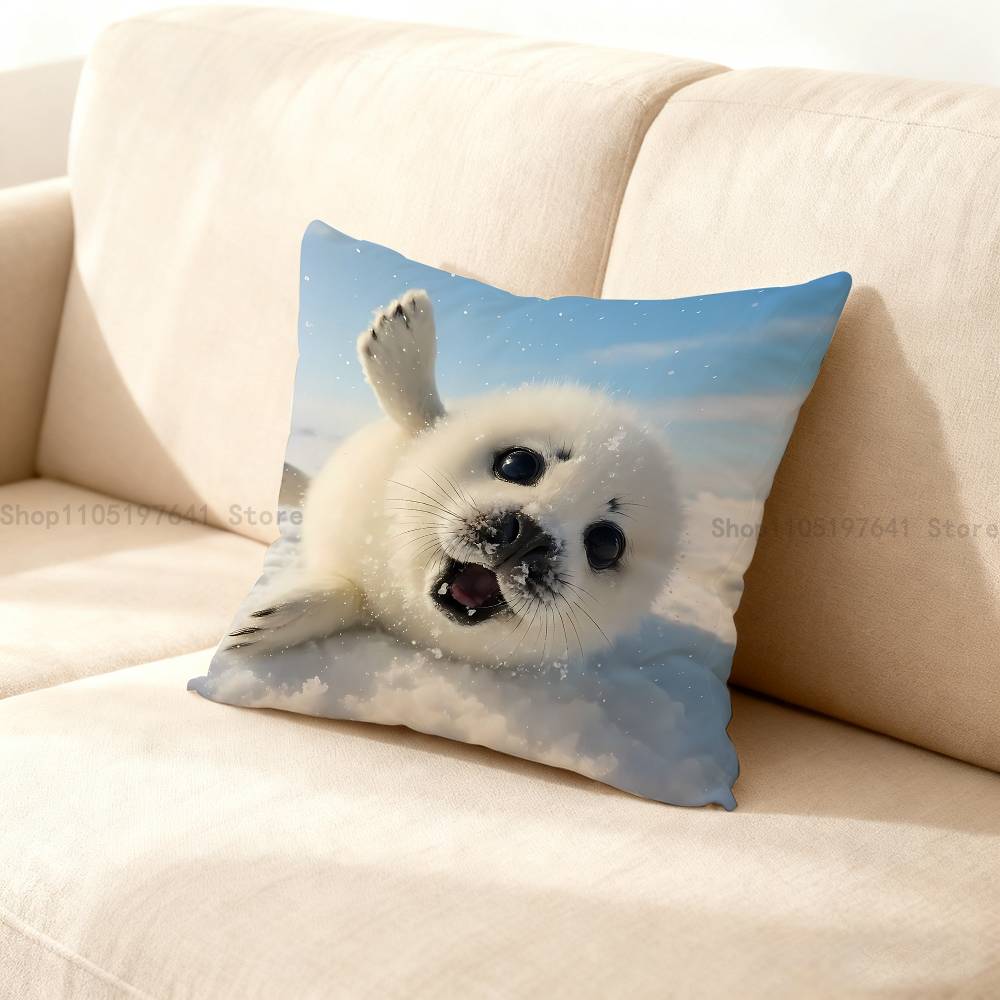 Seal Animal Cute Pillow Case Cushion Cover Home Decor Birthday Gift Pillowcover
