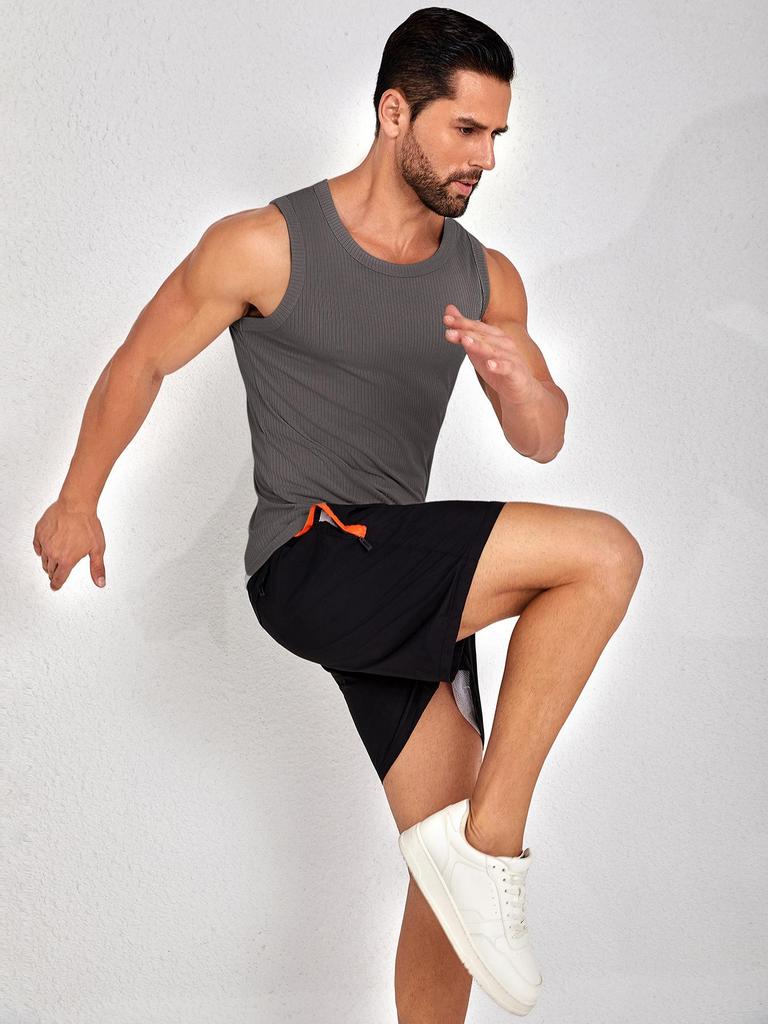 Men's Korean Style Quick-Dry Sleeveless Slim Fit Tank Top for Summer Fitness