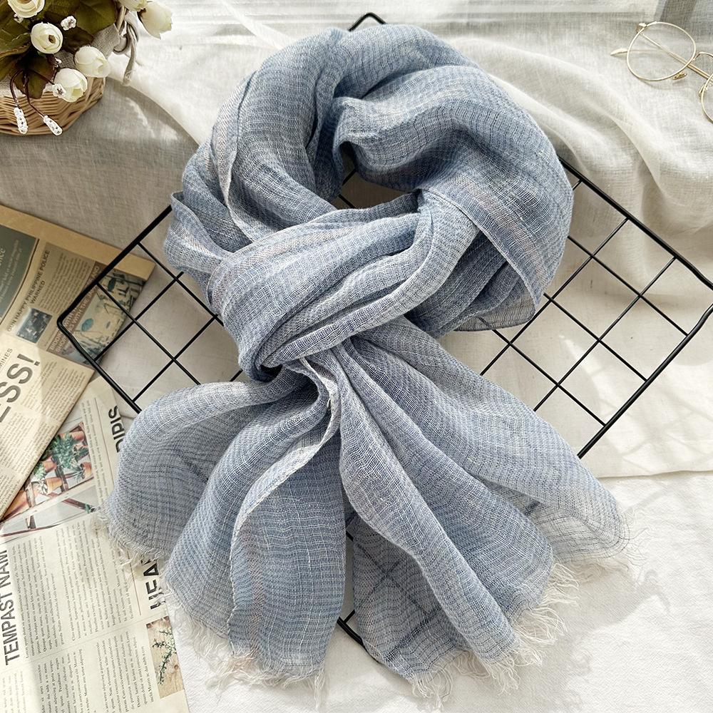Women Light And Breathable Scarf Pure Linen Solid Scarf Neckwear Unisex Children Spring Autumn Winter Female Foulard Wrap