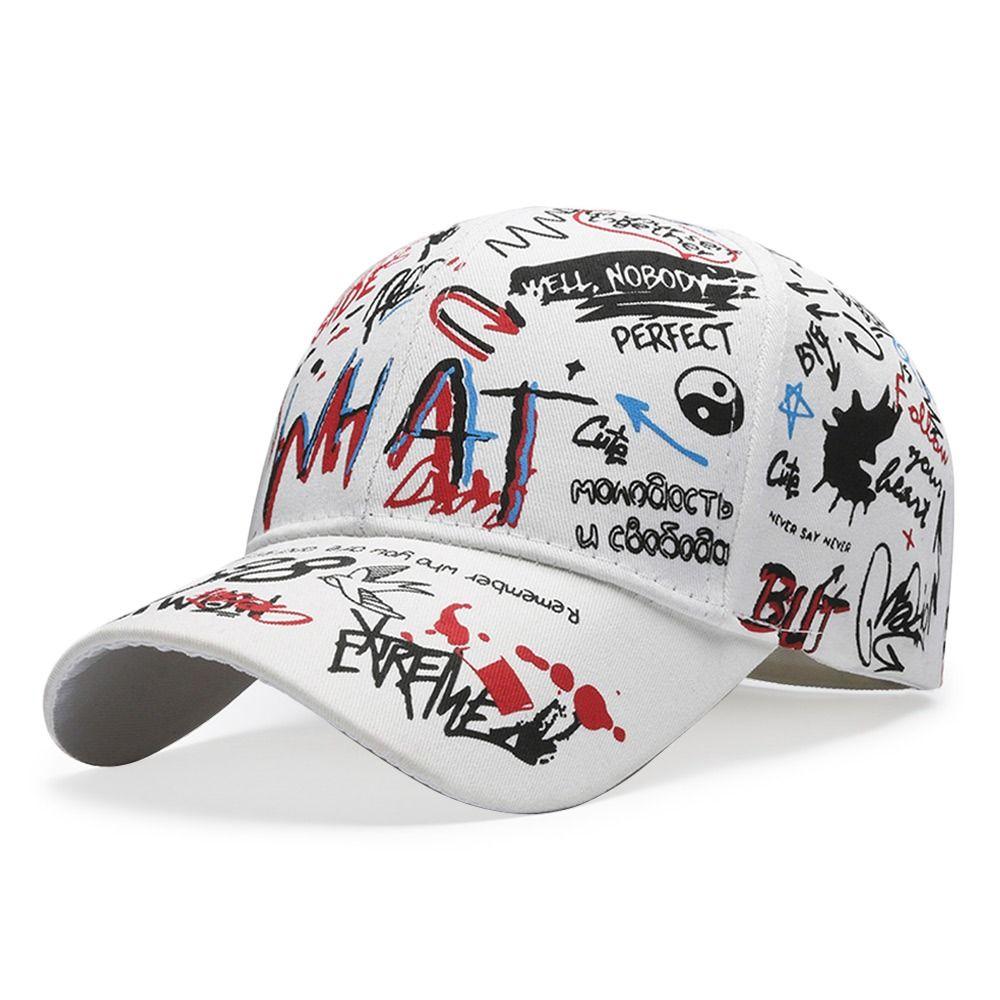 Hip Hop Baseball Cap Print Visor Casual Sun Hat for Men Women