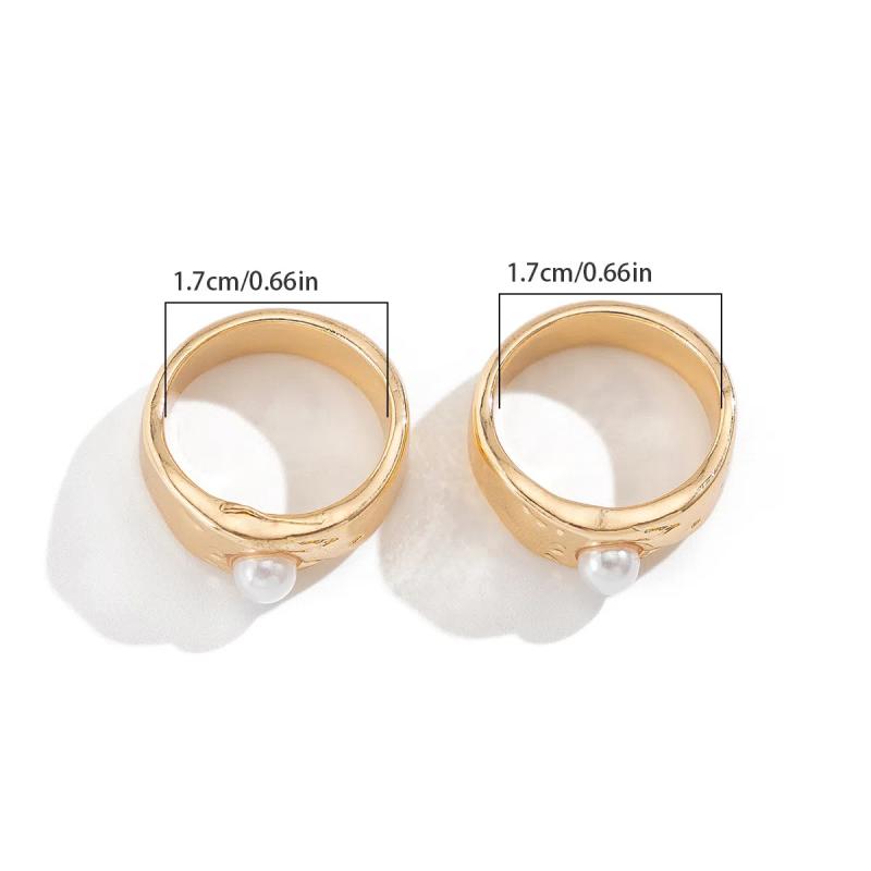 Retro Punk Metel Irregular Exaggerated Flower Ring For Women Elegant Baroque Pearl Open Ring Jewelry Accessories Gifts