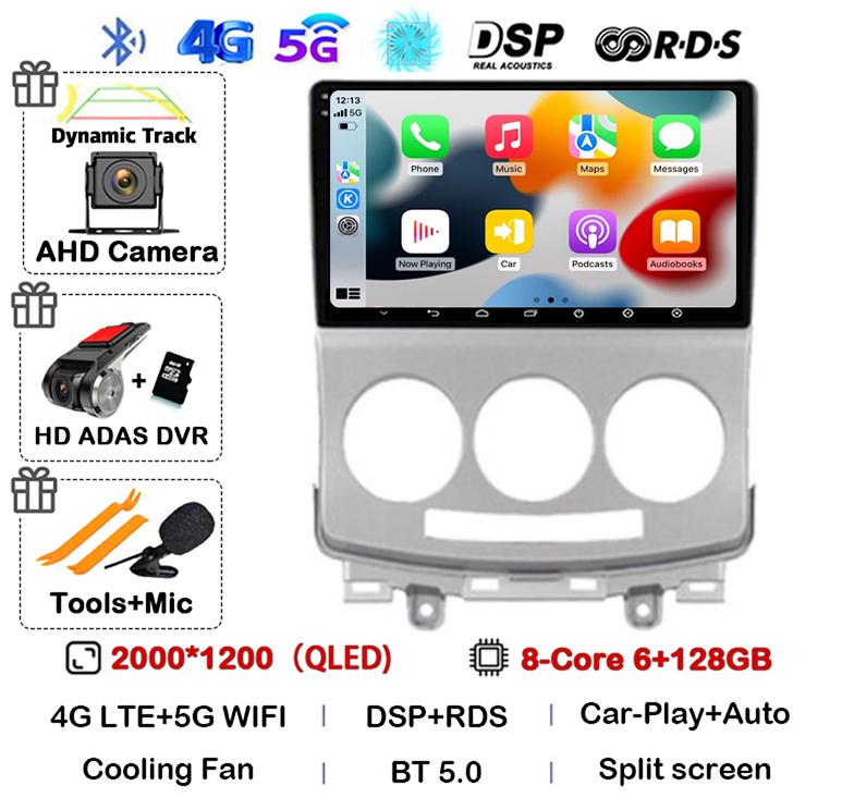 Android 14 Carplay Auto Car Radio For Mazda 5 2005 2006 2007 2008 2009 2010 GPS Multimedia Player Stereo Head Unit Audio WIFI+4G