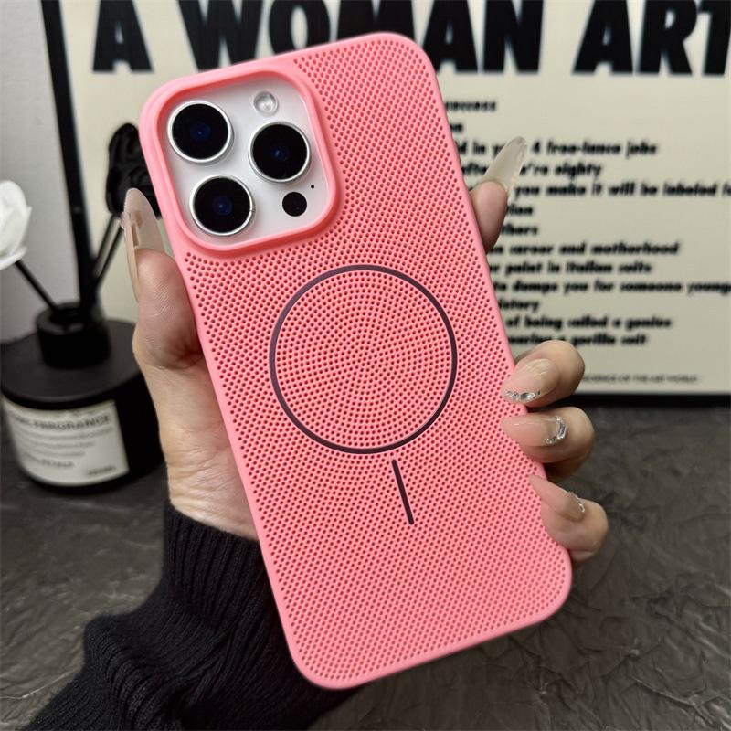 

iPhone 17 Magnetic Case with Heat Dissipation Mesh & Ring, Hard PC Protective Shell for Apple 16 12