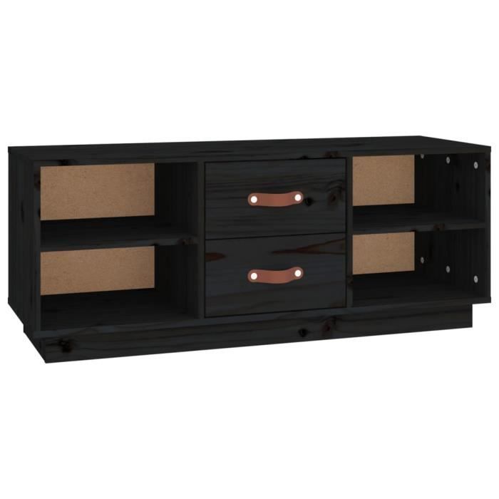 VidaXL Meuble TV Noir 100x34x40 cm Bois de pin massif 818229