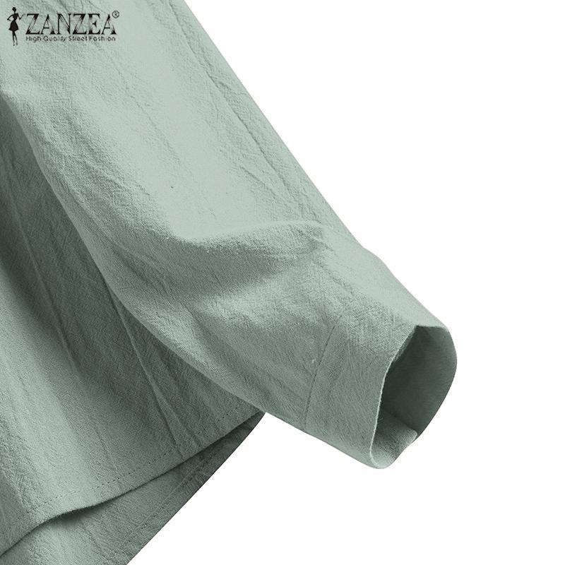 ZANZEA Dámská ležérní halenka s límečkem s dlouhým rukávem v jednobarevné barvě