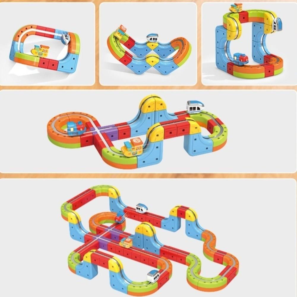 DIY Magnetic Car Tracks Building Toy with Train and Traffic Signs Track Fusio Toys