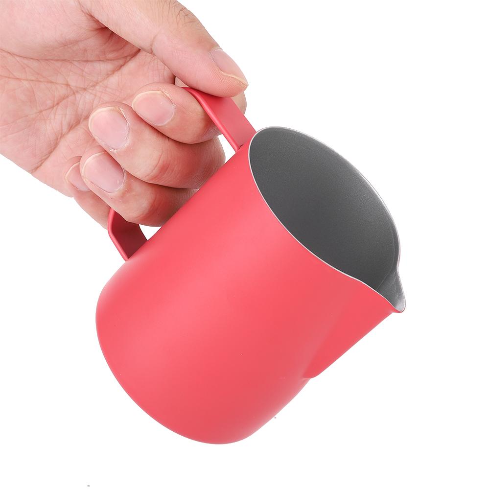 350ml Stainless Steel Milk Frothing Jug Frother Coffee Latte Container Cup Coffee UtensilsRose Red