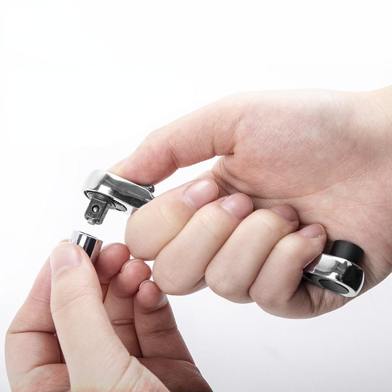 2 In 1 Mini Double Ended Quick Socket Ratchet Wrench Rod 1/4 Inch Screwdriver Bit Tool Chrome Vanadium Steel Ratchet Handle Wrench