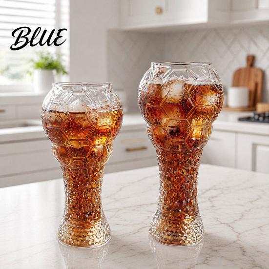 Large Capacity Beer Glass Soccer Trophy Glass 400/600ml Mug Heavy Duty Football Hercules Cup Mug Shaped Pint for Home Bar Gift Sports Fans