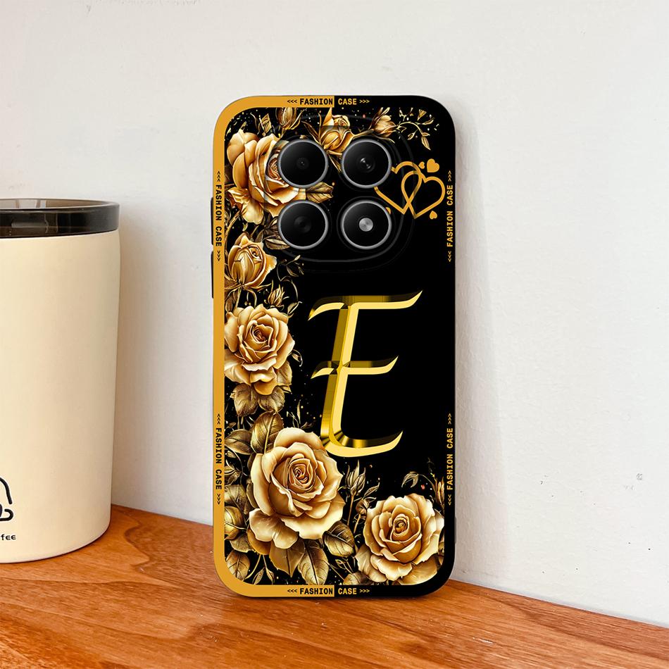 Case For Poco M8 Pro / Poco M5 M5S Fashion Rose Letters Soft Liquid Silicone Phone Shell For Poco M 8 M 5 Lightweight Funda