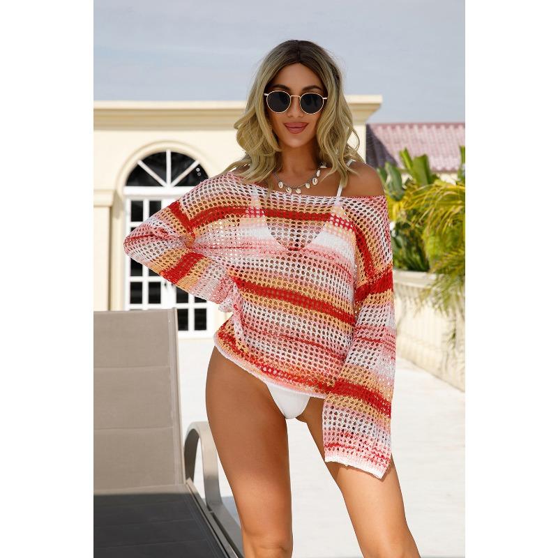 Women's New Summer Hollow Leakage Beachwear One Neck Sunscreen Knitwear