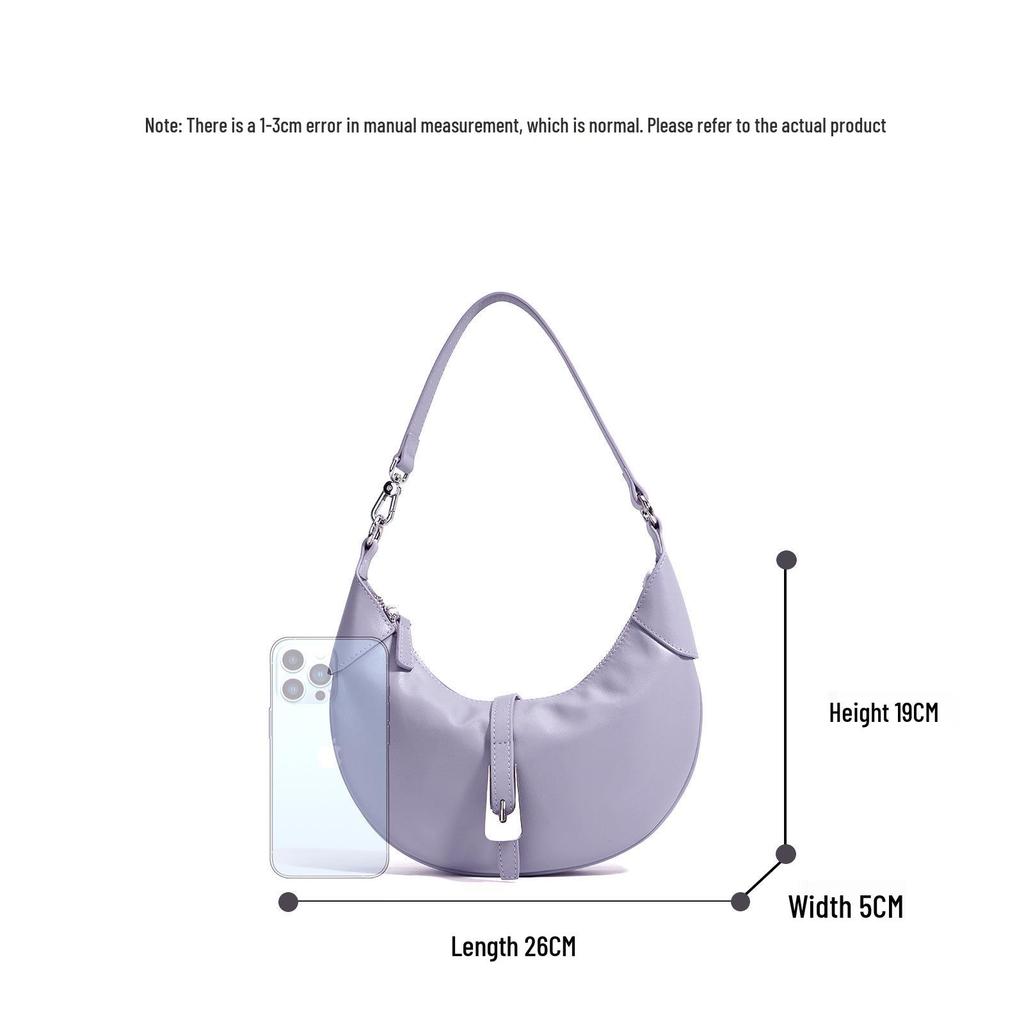 2025 Crescent Genuine Leather Shoulder Bag: Versatile Design, High-Grade Cowhide, Niche and Simple.