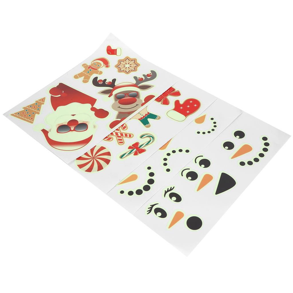 4 SZT. DIY Świecące Naklejki Dekoracyjne ze Wzorem Świętego Mikołaja, Bałwana, Łosia na Ścianę, Drzwi, Dekoracje Świąteczne