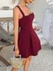 Spring/Summer New Style Solid Color Dress Elegant Wind Pure Color Foreign Trade Strappy Mini Skirt Women's Clothing