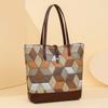 Vintage Large Capacity Tote Bag Color Block Women Shoulder Bag Patchwork Handbag