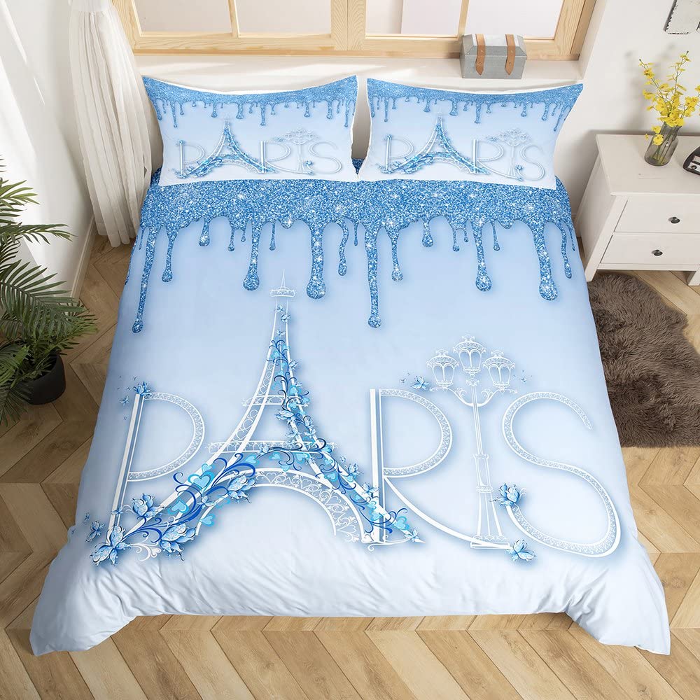 Silver Glitter Bedding Set Bling Party Decorations Duvet Cover For Kids Boys Girls Teens Diamond Comforter Cover Room Decor 3Pcs