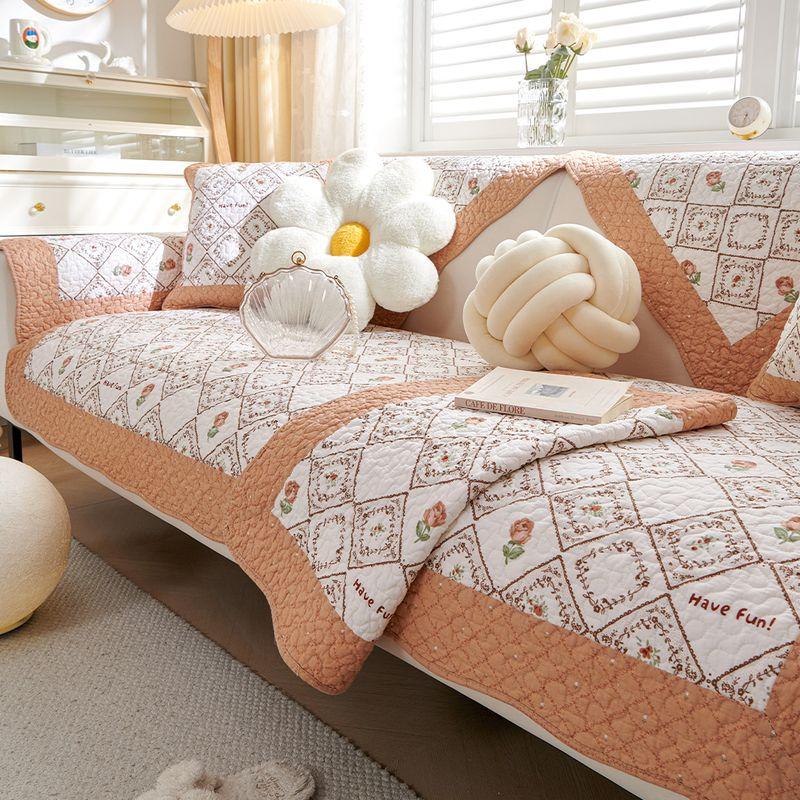 

Pure Cotton Sofa Cushion All Year Round Neutral Non-Slip Seat Cushions Pastoral Fabric Cotton Cover Cloth Minimalist Modern Leather Cover Cover Garden 45*45 single side pillow with core