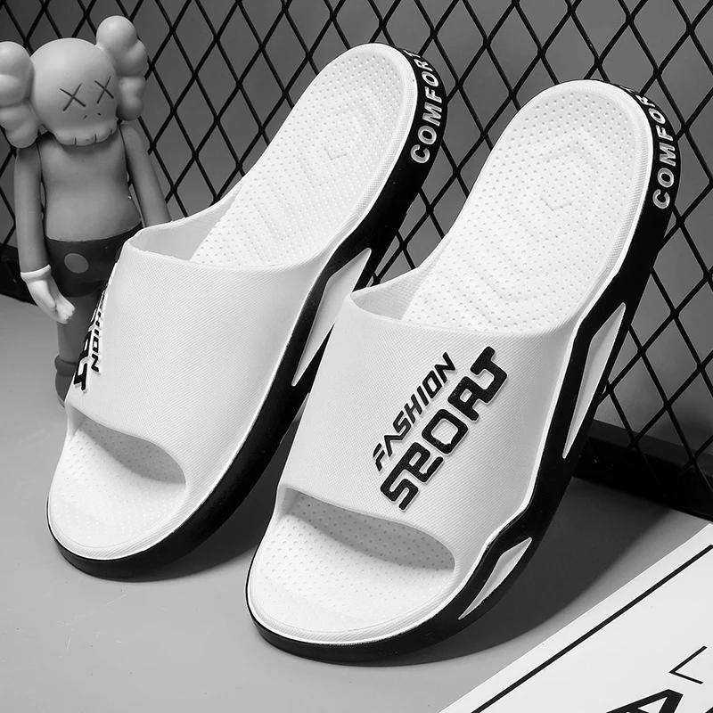 Fashion Men's Slippers PVC Soft Sole Non-slip Slides Casual Outdoor Beach Flip Flops Home Bathroom Couples Slippers New Sandal