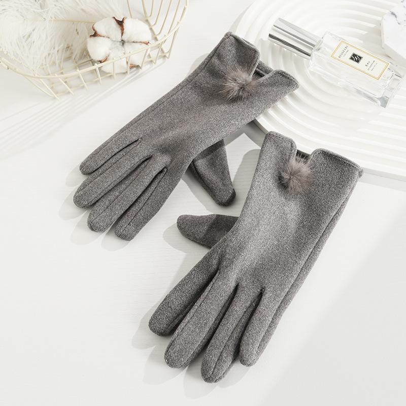 Warm Gloves for Women Plus Velvet Thickened Cold Proof Outdoor Cycling Fashion Cute Bow Touch Screen Autumn and Winter Gloves