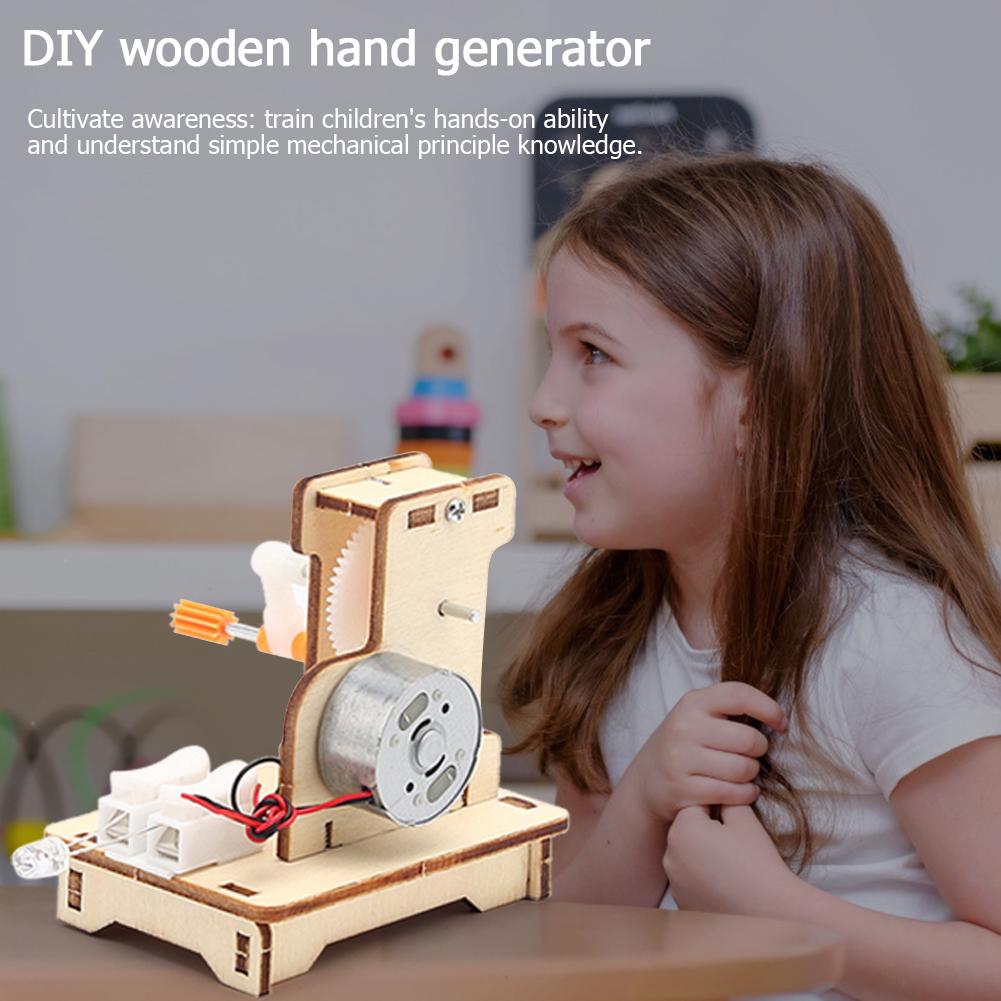 Wooden Hand Cranked Generator Assembled Puzzles Develop Children Curiosity Creativity Educational Early Learning Toy