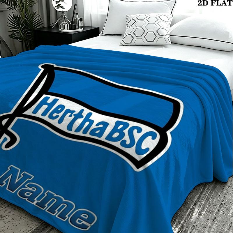 1PC Hertha BSC Custom Name Patterned Flannel Blanket Suitable For All Seasons for Home Decor Warmth and Comfort Gifts Holiday Present