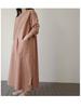 Women's Korean Style Cotton Linen Mid-Length Dress with Pockets - Plus Size, Loose Fit, Casual Fashion