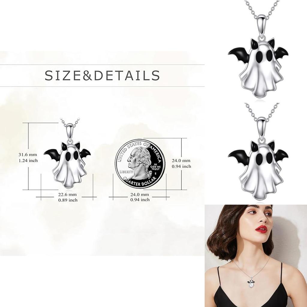 Halloween Ghost Pendant Necklace With Zinc Alloy Material For Festive Costume