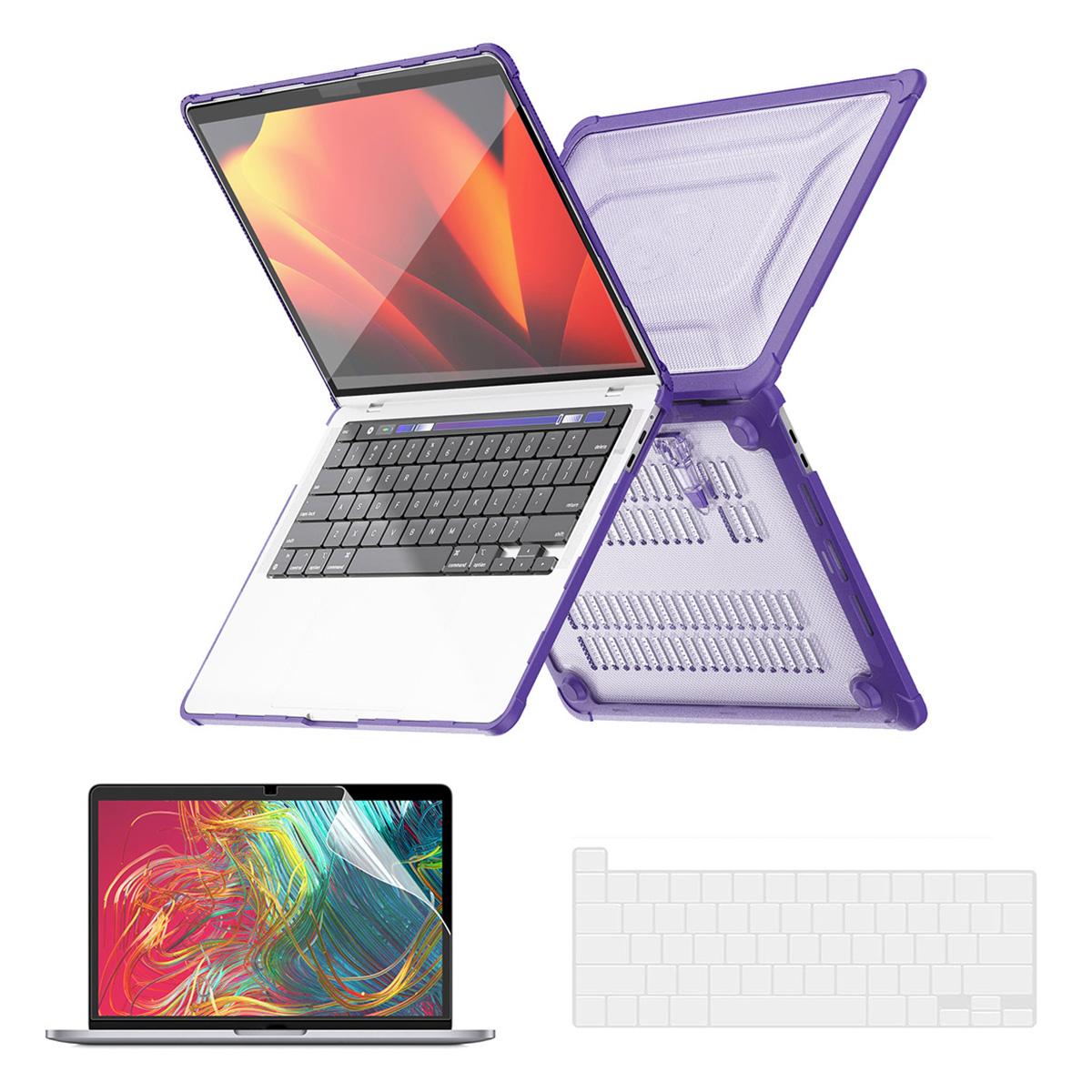 

Shockproof Cover for MacBook Pro 16 inch (2019) A2141 (US Version) Slim Hard PC Laptop Case with Kickstand Purple
