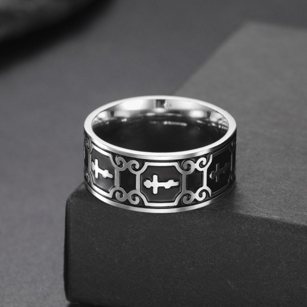  Filigree Cross Rings Stainless Steel Black Style Classic Prayer Ring for Women Men Christian Amulet Jewelry Wholesale