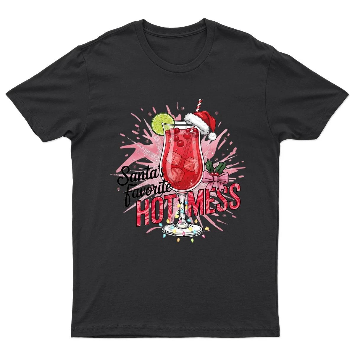 Santas Favorite Hot Mess T-Shirt Unisex Gift Retro Funny Womens Vintage Mens -a S