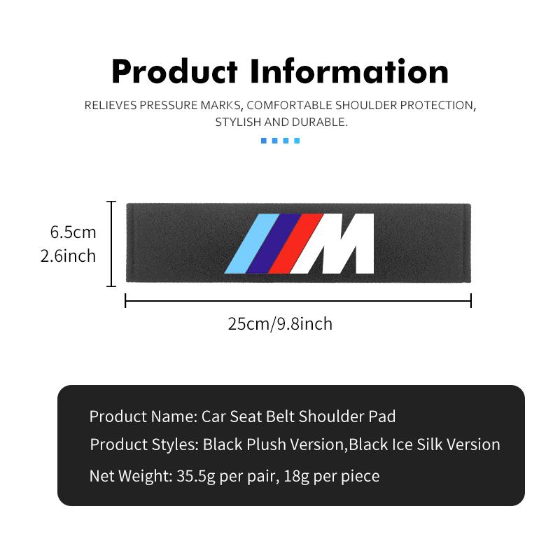 JKGN2 Car Seat Belt Cushion Plush Safety Belt Shoulder Protector Pads For BMW M F10 F20 F30 F40 F15 F25 F26 F31 F49 E62 E83 E84