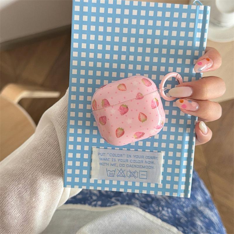 Ins Korean Pink Strawberry for Apple AirPods Pro1 Earphone Cover Pro1 Earphone Case 1st Generation Soft