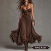 Women's Fashion Summer Spring Solid Color Print V-Neck Sleeveless Casual Dresses Elegant
