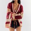 New Autumn/winter Hot-selling Knit Jackets, Plus-size Pocket Color-block Cardigan, Sweaters for Women