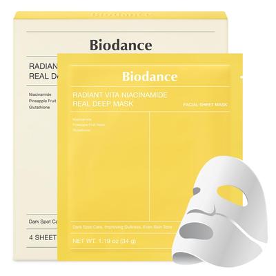Biodance Vitamina Acinamide Real Deep Mass Piel brillante Ingrediente Glutatión Efecto tonificante Cuidado de manchas Mascarilla nocturna Cosméticos coreanos Mascarilla de hidrogel
