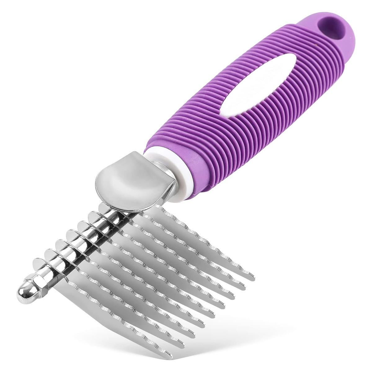 

2025+ Pet Dematting Fur Rake Comb Brush Cat Comb with Long Safety Blades for Detangling Matted or Knotted Undercoat Hair China Mainland