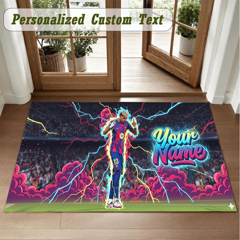 Crystal Velvet Square Rug Custom NameLamine Yamal Pattern Non Slip Home Floor Decor Rug