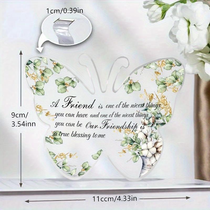 Płaski Akrylowy Motyl 2D Dekoracja Biurkowa na Przyjaźń, Wzór Słonecznika, Tabliczka Dekoracyjna Domu Wisząca Sztuka Ścienna Dekoracja Ogrodowa do Pokoju Do