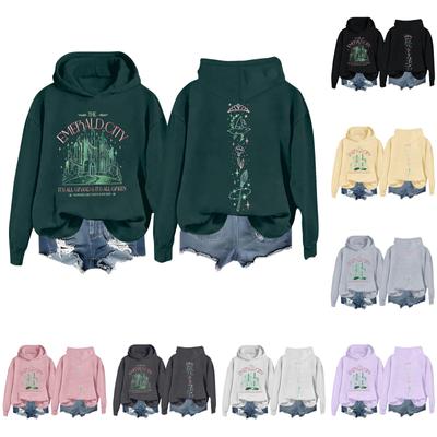 Damen Casual Langarm Pullover Hexe Aufdruck Hoodie Sweatshirt