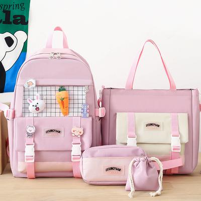 Grundschulmädchen Studentin Niedliches Vierteiliges Set Mittelschülerin Gymnasiastin Rucksack