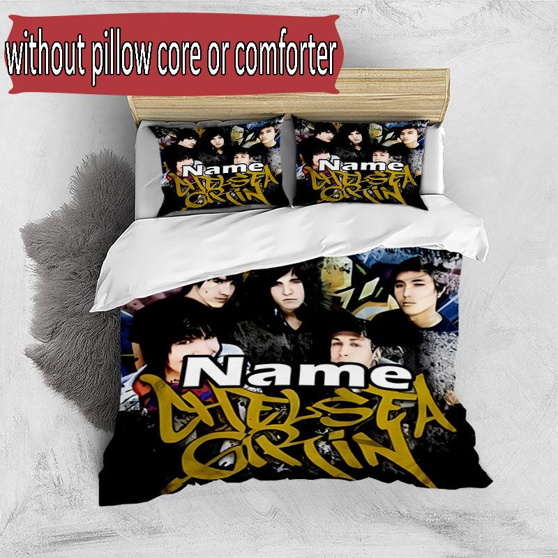 3pcs Duvet Cover Set (1*Duvet Cover + 2*Pillowcase, Without Core), Custom Name Bring Me the Horizon Pattern Bedding Set, Home Bedroom Decor Gift