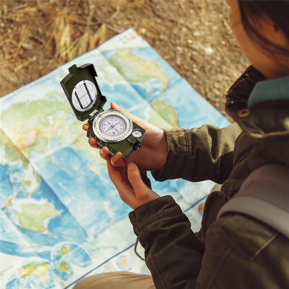 Compass Hiking Compass - Navigation, Pocket, Waterproof, Shockproof, Military - Hiking, Climbing, Biking, Exploring, Geology, Outdoor Activities