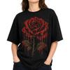 Dripping Blood Red Rose Gothic Horror Spooky Vampire Macabre Halloween Tee