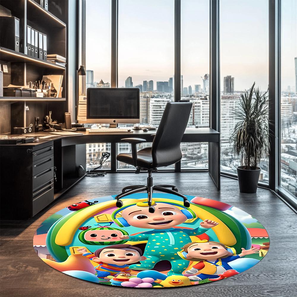 Cocomelon Printed Round Rug Carpet Chair Rug Area Rug Entryway Doormats,for Office Chair Living Room Bedroom Kitchen Room.