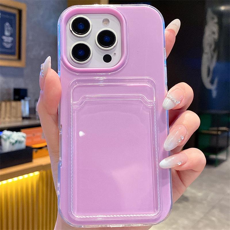 

Candy Color iPhone 16e Two-in-One Card Slot Case - Fits iPhone 17/16/15, Transparent Design. iPhone 16