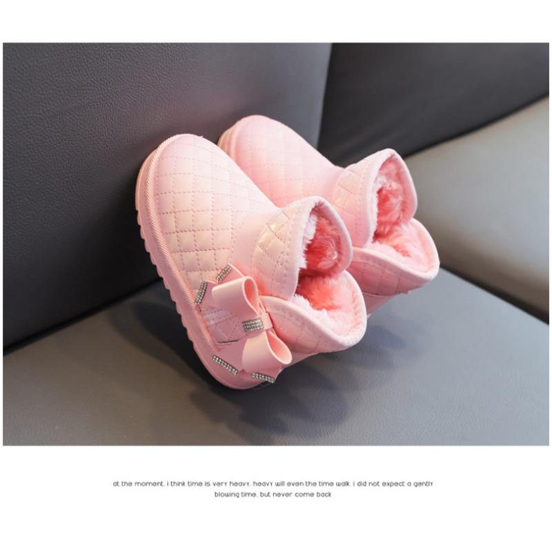 Bottes de neige pour filles avec laine épaissie imperméable antidérapante chaussures en coton pour bébé automne et hiver nouvelles chaussures chaudes pour bébé chaussures pour enfants